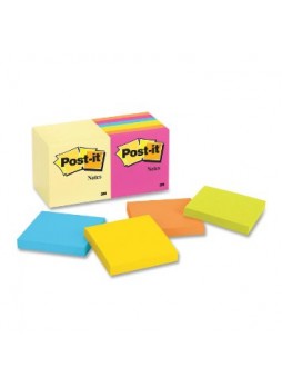 Business Source 16450 Pop-up Adhesive Note, 3"x3", assorted, Pack of 12